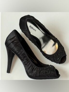 Style & Co. Black Peep-Toe Embellished Heel